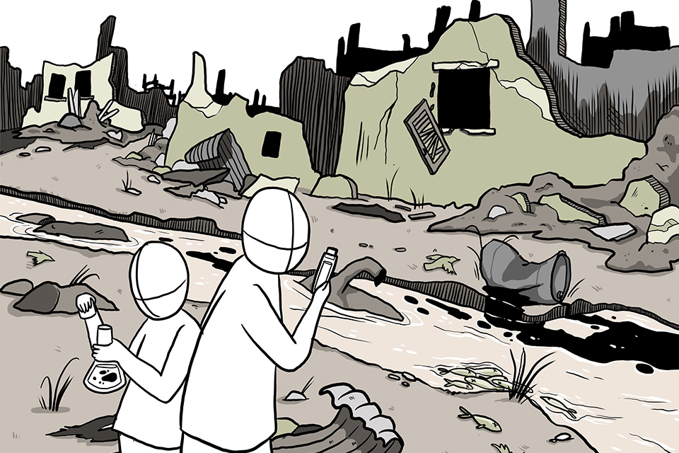 Illustration of citizen scientists at work